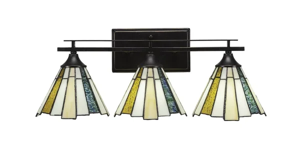 Toltec Lighting-133-DG-9335-Uptowne - Three Light Bath Bar Dark Granite Finish with Sequoia Tiffany Glass
