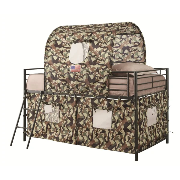Woburn Army Green and Camouflage Tent Loft Bed - Twin