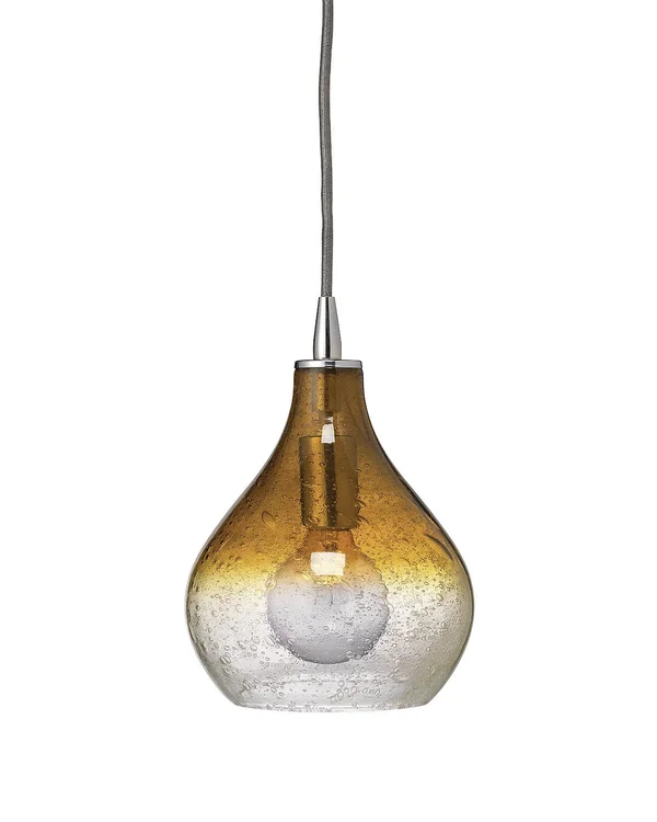 Jamie Young Curved Clear Seeded Glass Large Pendant