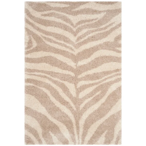 Safavieh PTS215A-29 2 ft. 3 in. x 9 ft. Portofino Shag Rectangle Rug Ivory & Grey