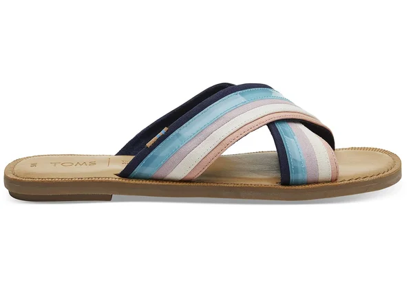 Toms Viv (Navy Multi Canvas/Translucent Stripe) Women's Sandals