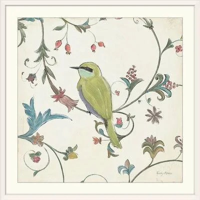 &Birds Gem IV& by Emily Adams Painting Print Great Big Canvas Format: White Frame, Size: 38x22 H x 38x22 W x 1x22 D