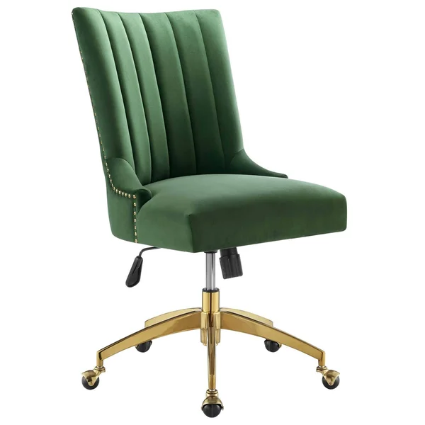 Empower Channel Tufted Performance Velvet Office Chair - Gold Emerald