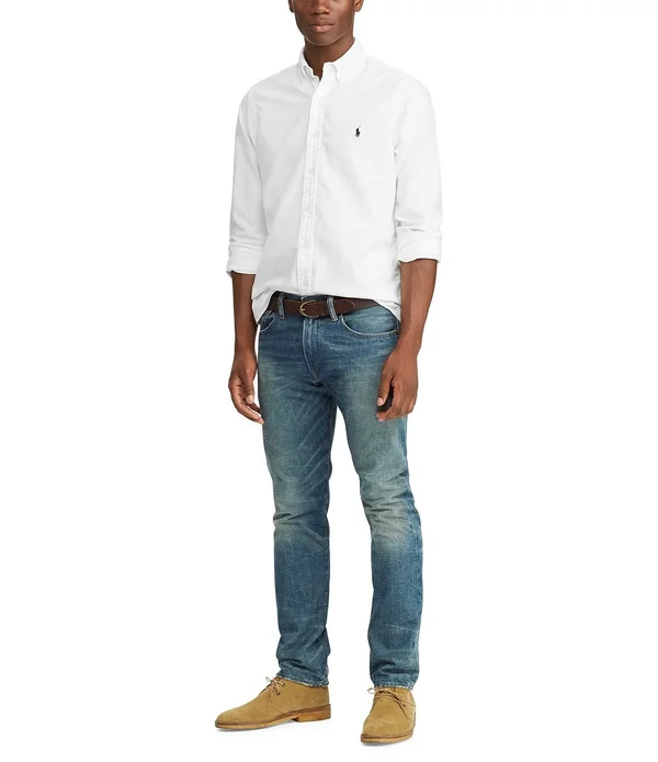 Polo Ralph Lauren Men's Big and Tall Classic Fit Garment-Dyed Long-Sleeve Oxford Shirt - Bastille Blue - Size 4XB