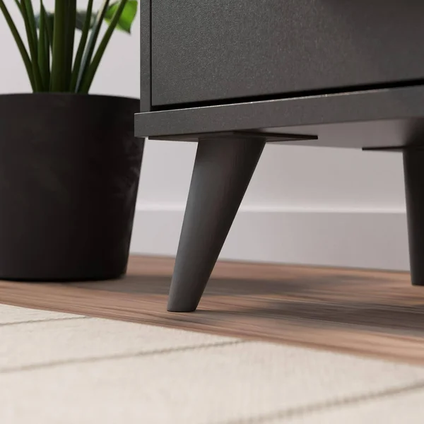 Rest Haven Mid-Century Modern 2 Drawer Nightstand, Black