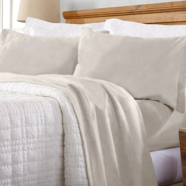 Great Bay Home Christina Solid Fleece Sheet Sets Twin Ivory