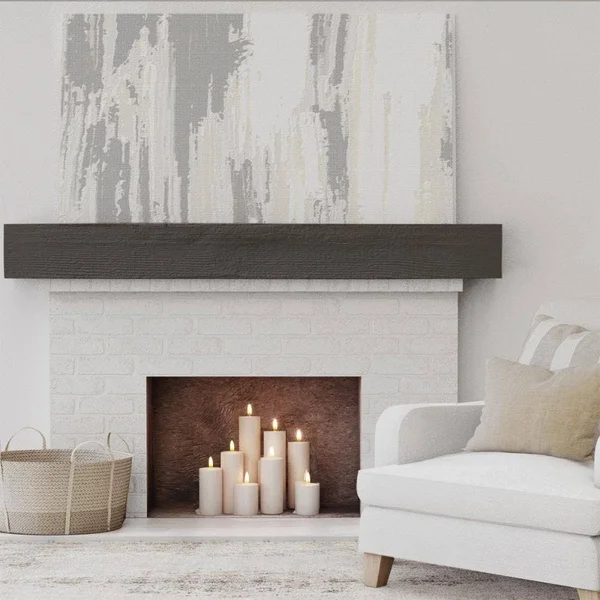 Ekena Millwork MANURS04X06X60ZW 4x22H x 6x22D x 60x22W Rough Sawn Faux Wood Fireplace Mantel - Premium Walnut