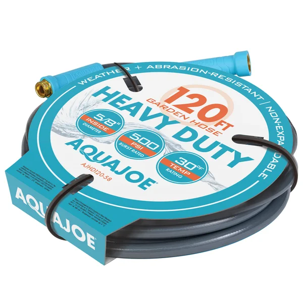 Aqua Joe AJHD120-58 Heavy Duty Garden Hose, 120 ft, 5/8 in, Kink Resistant