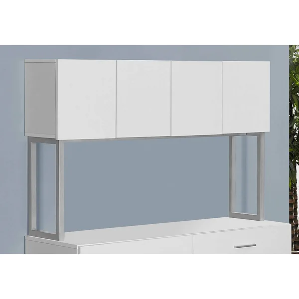 Offex Contemporary 48x22L HollowCore OfficeStorage Credenza-White/Silver - White - Silver - Legal, 47.25" x 16.25" x 60"