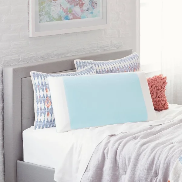 Comfort Revolution Cooling Gel Memory Foam King Pillow - White/Blue