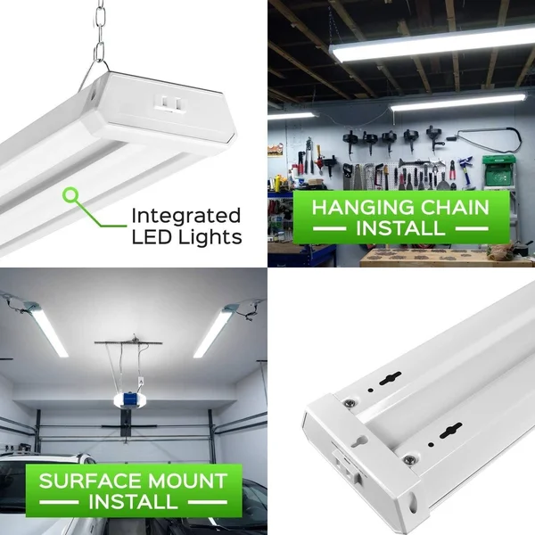 Maxlite 4ft Utility LED Shop Light Linkable - 4300lm, Daylight 5000K, Pull Chain On/Off, 42W Garage Light, Integrated LED Lights