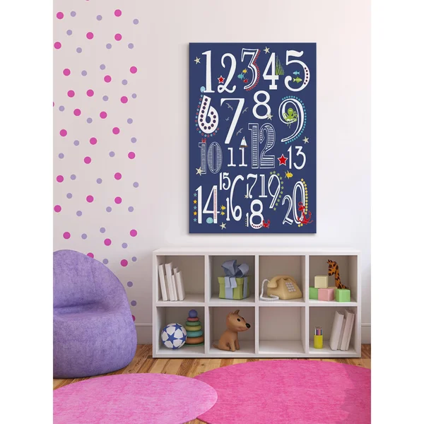 Marmont Hill 123 Nautical Navy by Karen Zukowski Painting Print on Wrapped Canvas - Size: 18 inch x 12 inch