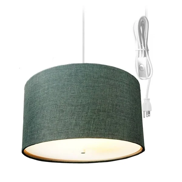Home Concept Granite Grey 2 Light Swag Plug-In Pendant with Diffuser