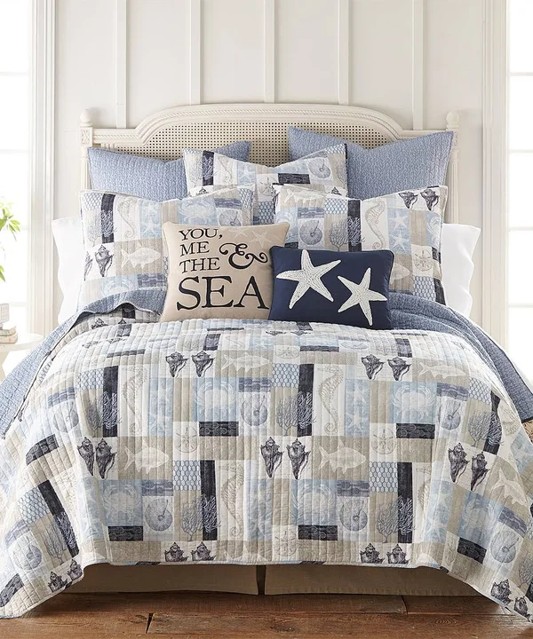 Levtex Home Cerralvo Twin Quilt in Blue/Taupe