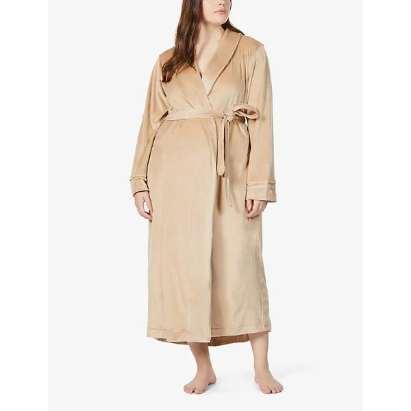 SKIMS Women's Velour Long Robe - Nude - Size L