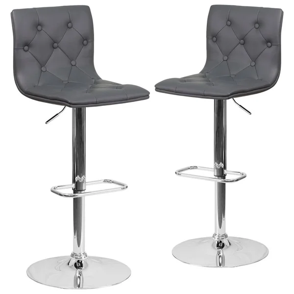 Carnegy Avenue 32.25 in. Gray Bar Stool (Set of 2) - Gray/Chrome