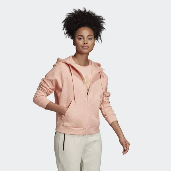 Adidas Women's ID Melange Hoodie, Large, Glow Pink