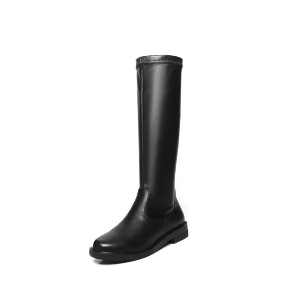 Comfortable Flats Classic Black Knee High Boot Riding