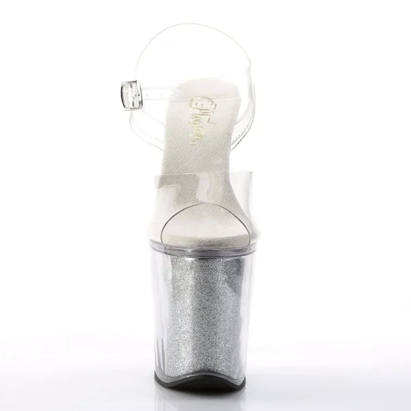 Pleaser - XTREME-808G 11 - Clear/Black Glitter