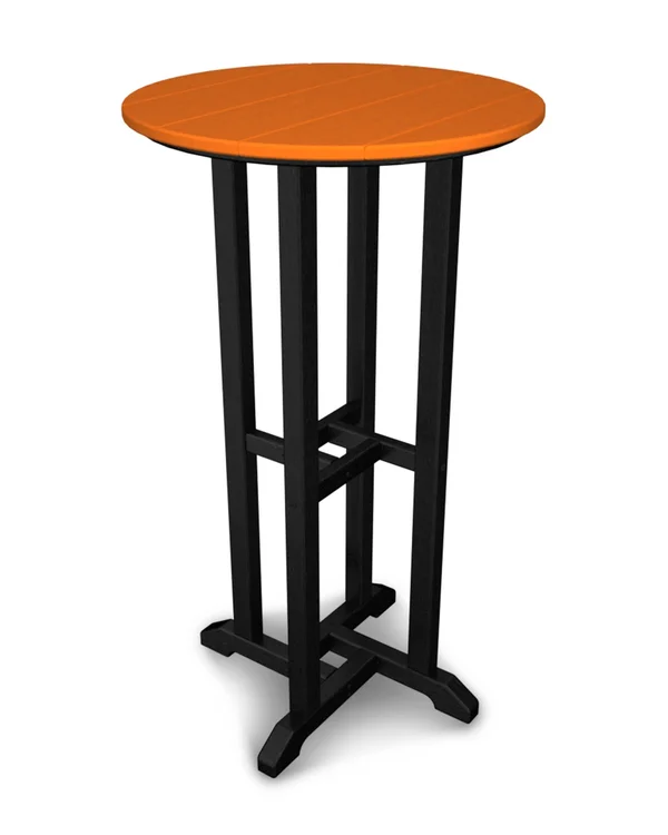 POLYWOOD Contempo 24x22 Round Bar Table Black Frame - Tangerine