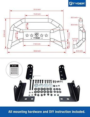 Tyger Auto TG-GD6T60028 Front Bumper Guard Fits 2005-2019 Toyota Tacoma, Textured Black, Light Mount, Bull Bar