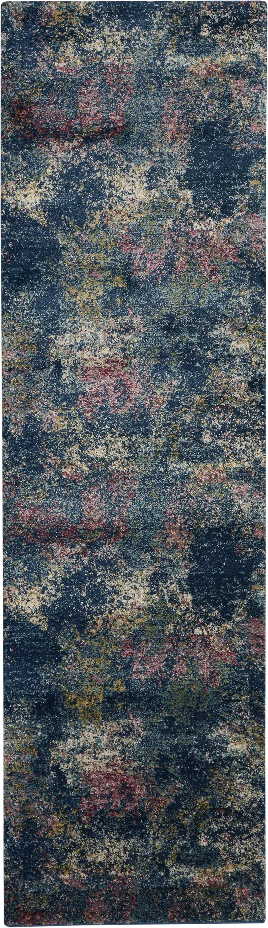 Nourison Fusion Runner RUG: 2&2x22 x 7&6x22 Blue Multi Colored