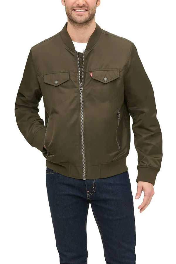 Levi&s Flight Satin Bomber Jacket - Olive at Nordstrom Rack