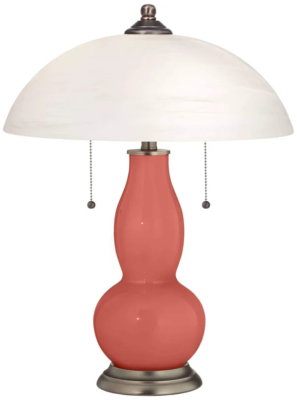 Coral Reef Gourd-Shaped Table Lamp with Alabaster Shade