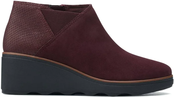 Clarks Women's Collection Mazy Harwich Boots - Burgundy Suede Interest Combination