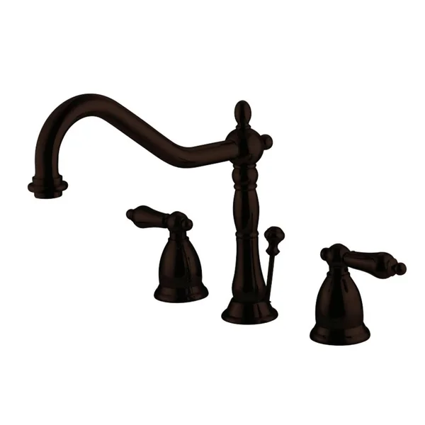 Kingston Brass Ks1995al Heritage Widespread Lavatory Faucet with Brass Pop-Up - Oil Rubbed Bronze