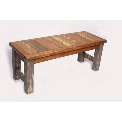 Alysa Reclaimed Old Door Wood Bench Loon Peak Color: Industrial Gray, Size: 19x22 H x 72x22 W x 18x22 D
