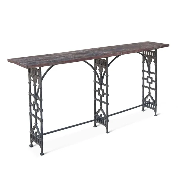 World Interiors ZWFMCN62F Clementine Old World Trestle Console Table Brown