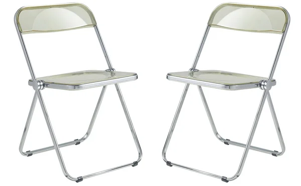 LeisureMod Lawrence Acrylic Folding Chair with Metal Frame Amber, Set of 2