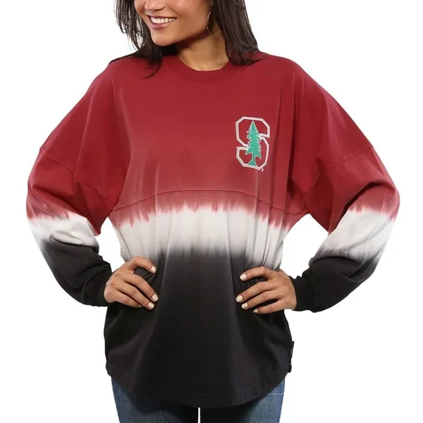 Stanford Cardinal Women's Ombre Long Sleeve Dip-Dyed Spirit Jersey - Size: Medium