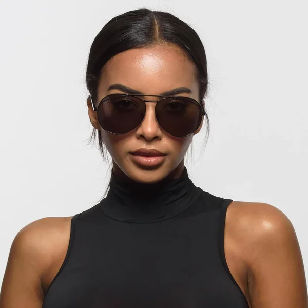 Aviator Sunglasses - Matte Black Frame - Grey Lens - Koko by Diff Eyewear