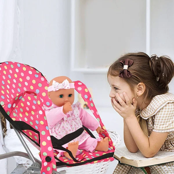 Fash N Kolor 3 Piece Doll Play Set, Includes - 1 Pack N play. 2 Doll Stroller 3.Doll High Chair. 4 Infant Seat, Fits Up to 18&&