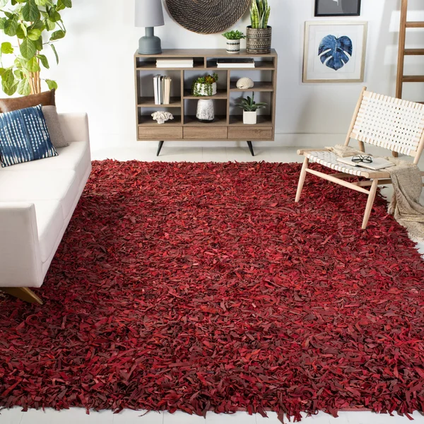 Safavieh Leather Shag LSG511D Area Rug - Red, Size: 5 x 8 ft.