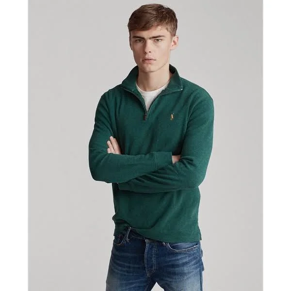Ralph Lauren Men's Estate-Rib Quarter-Zip Pullover - Size 1x Big in Scotch Pine Heather