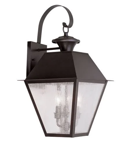 World of Crystal Wall Sconces 3 Light with Seeded Glass Bronze Finish Size 24 in 180 Watts - Woc WC50021