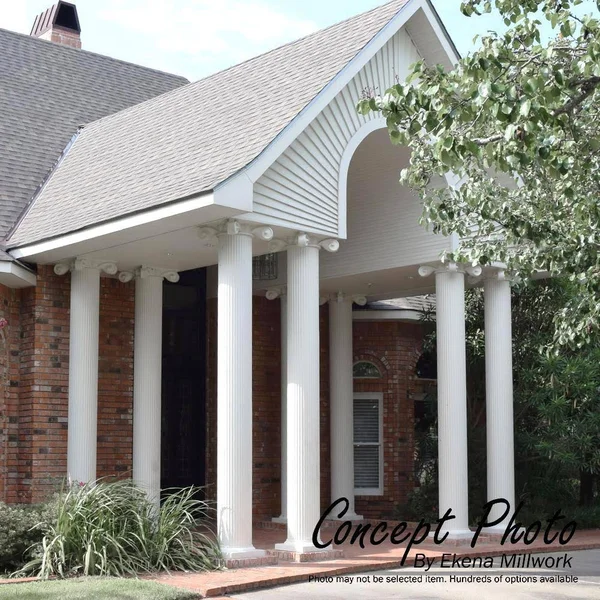 6x22 x 8& Endura-Aluminum Column, Round Shaft (Load-Bearing 20, 000 lbs), Non-Tapered, Fluted, Textured White Finish w/ Capital u