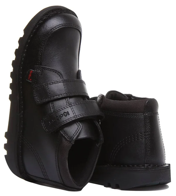 Kickers Child Kick Scuff Hi Black Leather Boots