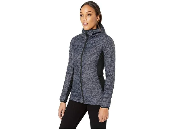 Columbia Powder Pass Hooded Jacket Black Edelweiss Print Xs