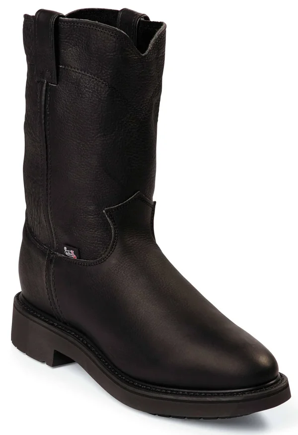 Justin Men's Conductor Black Pull on Work Boots - 4763 - Size 12