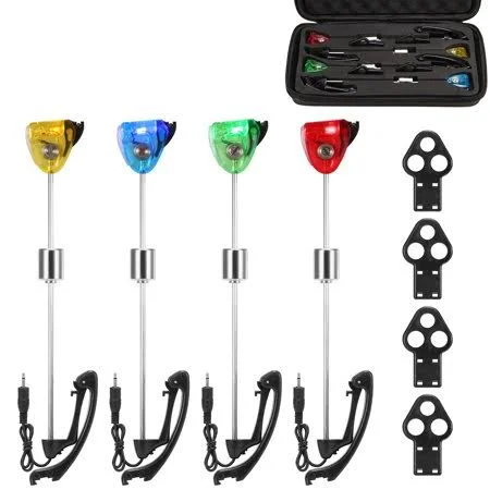 Lixada Fishing Set Carp Fishing Bite Indicator Digital Fishing Alarm LED Bite Indicator Illuminated Fishing Tackle, Men's