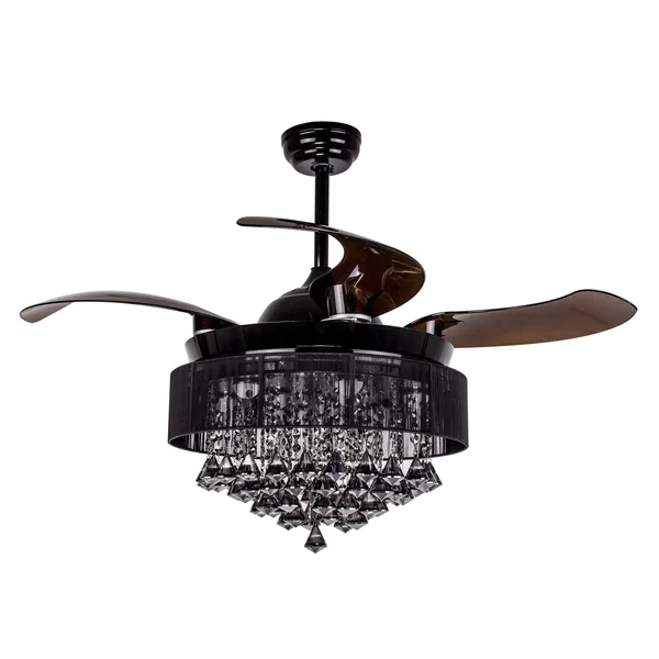 Foldable Blades 46-Inch Black Crystal LED Ceiling Fan Light Kit - Remote