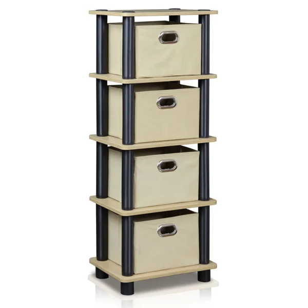 Furinno LACi 4-Bin System Rack - Oak