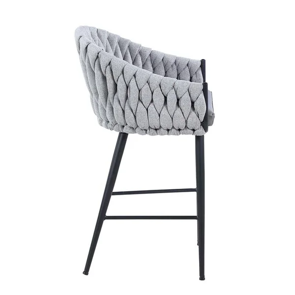 Chintaly Imports Dina Weave Back Metal Counter Stools in Gray (Set of 2)