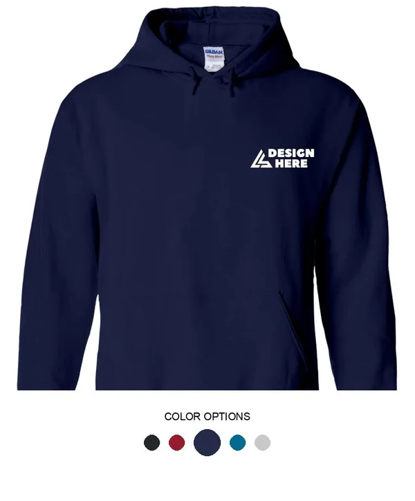 Custom Printed Gildan Hoodies - Adult Blend Hooded Sweatshirt, Size: M, Navy