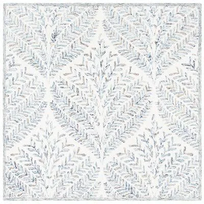 Ikat Handmade Tufted Wool Ivory/Blue Area Rug Dakota Fields Rug Size: Square 3&