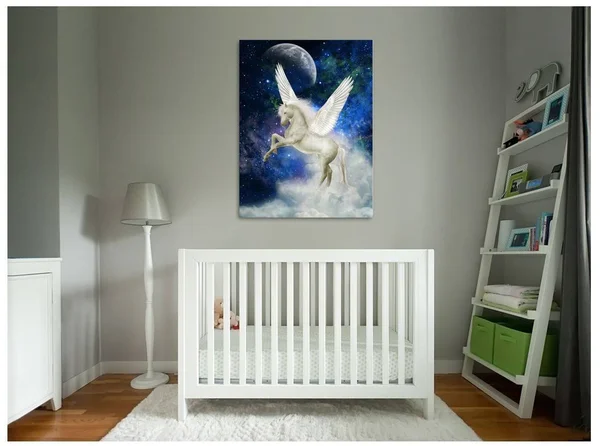 Pingo World 0722q9qt1oa Magic Unicorn III Children Kids Gallery Wrapped Canvas Wall Art, 20 inch x 16 inch, Variable, White